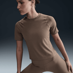 nike zenvy rib Женский топ с короткими рукавами dri fit