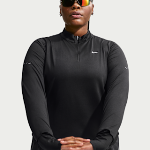 nike swift Женская беговая футболка dri fit uv с молнией 1/4 (большие размеры)