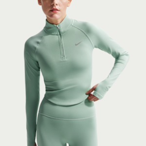 nike tempo Женская беговая футболка приталенного кроя с молнией 1/2 dri fit