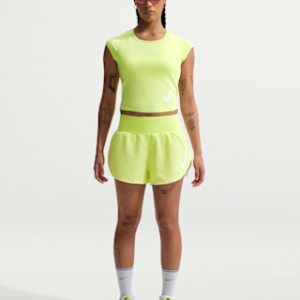 nike tempo flow swoosh Женские шорты для бега dri fit со средней посадкой и короткой подкладкой