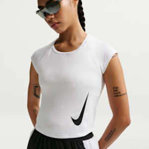 nike tempo swoosh Женская беговая футболка с короткими рукавами dri fit