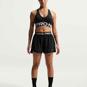 nike pro Женские тканые шорты dri fit со средней посадкой и короткой подкладкой шириной 3 дюйма