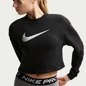 nike pro Женская футболка из френч терри с круглым вырезом dri fit
