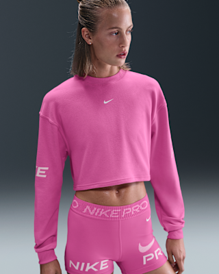 nike pro Женский свободный свитшот из французской махровой ткани dri fit с круглым вырезом nike pro Женский свободный свитшот из французской махровой ткани dri fit с круглым вырезом