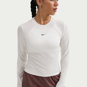 nike sportswear chill knit Женский облегающий топ в рубчик с длинными рукавами