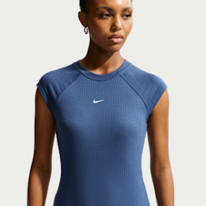 nike sportswear chill knit Женский облегающий топ в рубчик с короткими рукавами