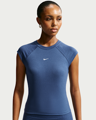 nike sportswear chill knit Женский облегающий топ в рубчик с короткими рукавами nike sportswear chill knit Женский облегающий топ в рубчик с короткими рукавами
