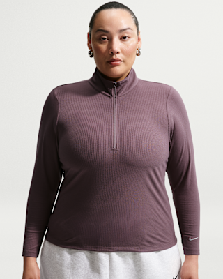 nike sportswear chill knit Женский обтягивающий топ в рубчик с молнией на четверть и длинными рукавами (большие размеры) nike sportswear chill knit Женский обтягивающий топ в рубчик с молнией на четверть и длинными рукавами (большие размеры)