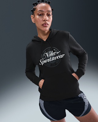 nike sportswear club fleece Женский пуловер с капюшоном и рисунком nike sportswear club fleece Женский пуловер с капюшоном и рисунком