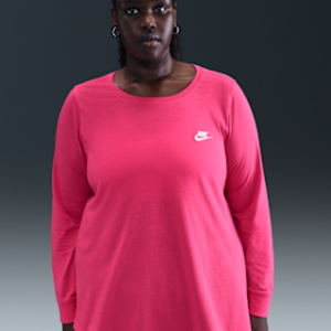 nike sportswear club Женская футболка с длинным рукавом (большие размеры)
