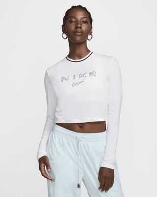 nike sportswear chill knit Женская узкая укороченная футболка с длинными рукавами и рисунком nike sportswear chill knit Женская узкая укороченная футболка с длинными рукавами и рисунком