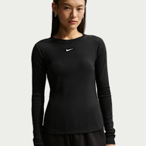 nike sportswear Женская плотная футболка в рубчик с длинными рукавами