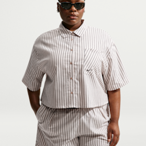 nike sportswear chill poplin Женский полосатый топ оверсайз (большие размеры)