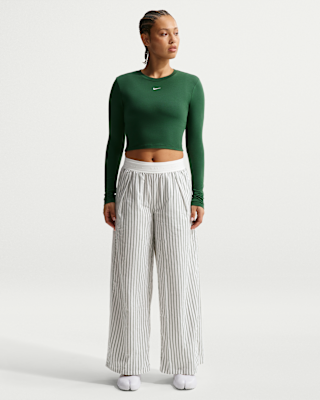nike sportswear chill poplin Женские свободные тканые полосатые брюки со средней посадкой nike sportswear chill poplin Женские свободные тканые полосатые брюки со средней посадкой