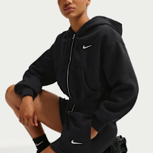 nike sportswear phoenix fleece Женская свободная укороченная толстовка с молнией во всю длину