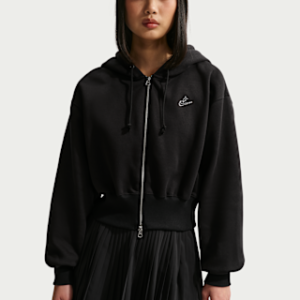 Home nike sportswear phoenix fleece Женская свободная укороченная толстовка с молнией во всю длину