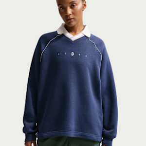 nike sportswear phoenix fleece Женская футболка поло оверсайз с графическим рисунком