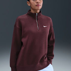 nike sportswear phoenix fleece Женский длинный свитшот оверсайз с молнией 1/4