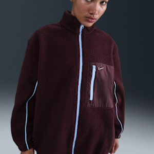 Home nike sportswear Женская флисовая куртка с высоким ворсом и молнией во всю длину