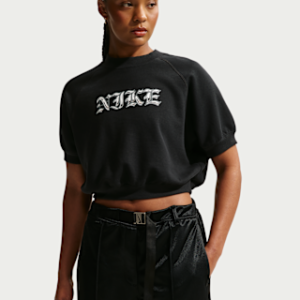 nike sportswear Женская свободная толстовка с круглым вырезом и короткими рукавами из френч терри