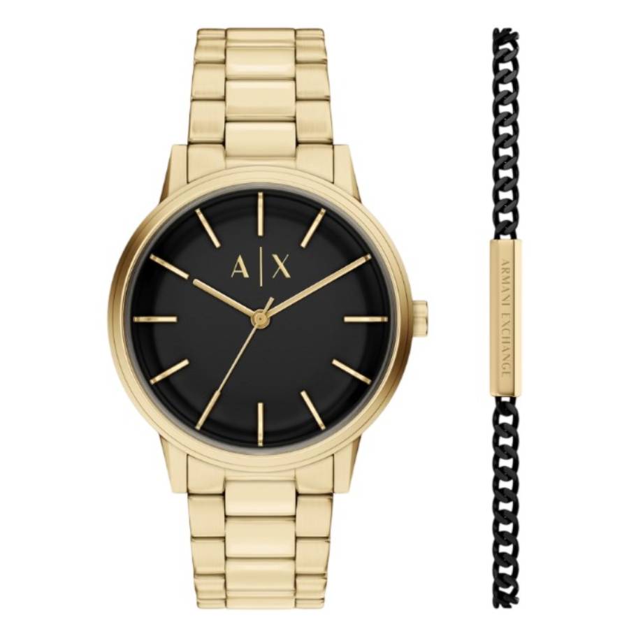 armani exchange cayde quartz black dial men's watch and bracelet set ax7178set armani exchange cayde quartz black dial men's watch and bracelet set ax7178set