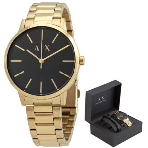 armani exchange cayde quartz black dial men's watch ax7119