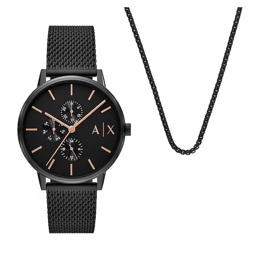 armani exchange chronograph quartz black dial men's watch set ax7162set armani exchange chronograph quartz black dial men's watch set ax7162set