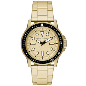 armani exchange classic quartz gold dial men's watch ax1854