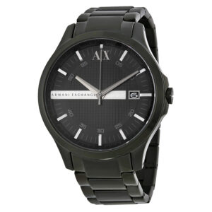 armani exchange hampton black dial black ion plated men's watch ax2104