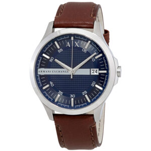 armani exchange navy dial brown leather men's watch ax2133