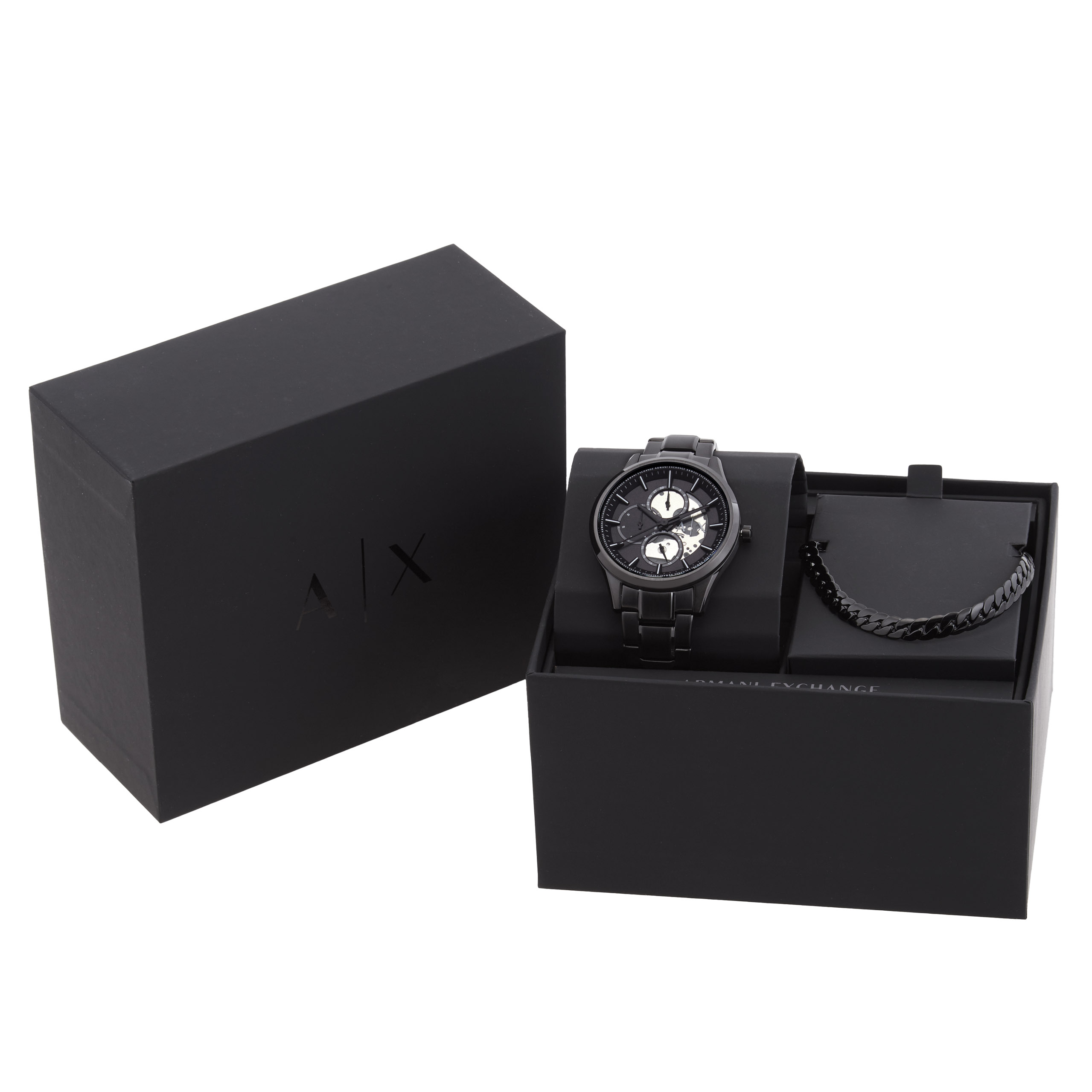 armani exchange quartz black dial men's watch and chain necklace set ax7160set armani exchange quartz black dial men's watch and chain necklace set ax7160set