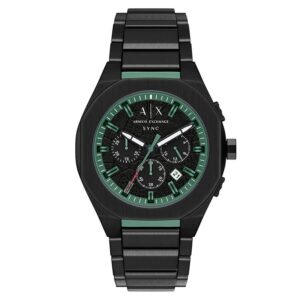 armani exchange sync chronograph quartz black dial men's watch ax4294