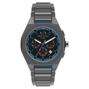 Home armani exchange sync chronograph quartz black dial men's watch ax4295