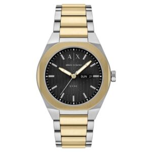 armani exchange sync quartz black dial men's watch ax4298
