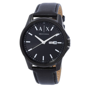 Home armani exchange three hand day date quartz black dial men's watch ax7147set