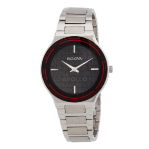 bulova apollo quartz black dial ladies watch 96l309