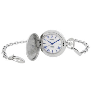 Home bulova automatic silver dial men's pocket watch 96a309