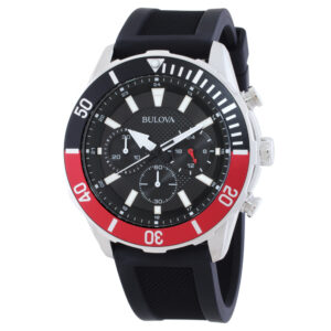 bulova chronograph quartz black dial men's watch 98a258