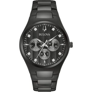 bulova chronograph quartz diamond black dial men's watch 98d173