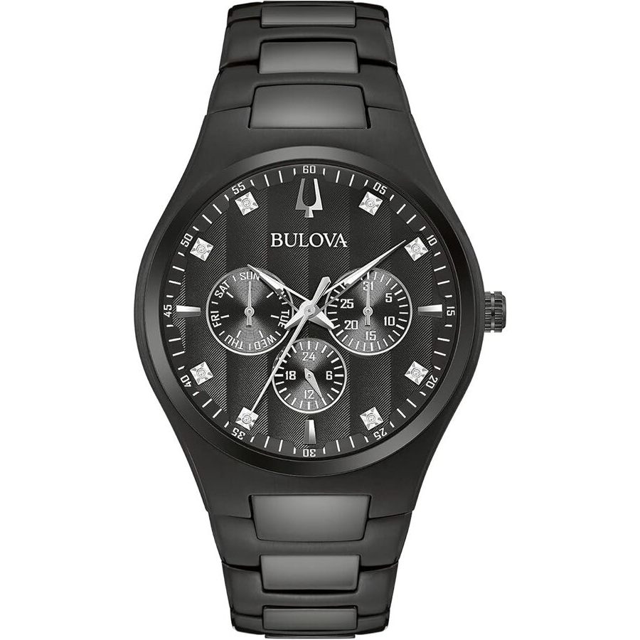 bulova chronograph quartz diamond black dial men's watch 98d173 bulova chronograph quartz diamond black dial men's watch 98d173