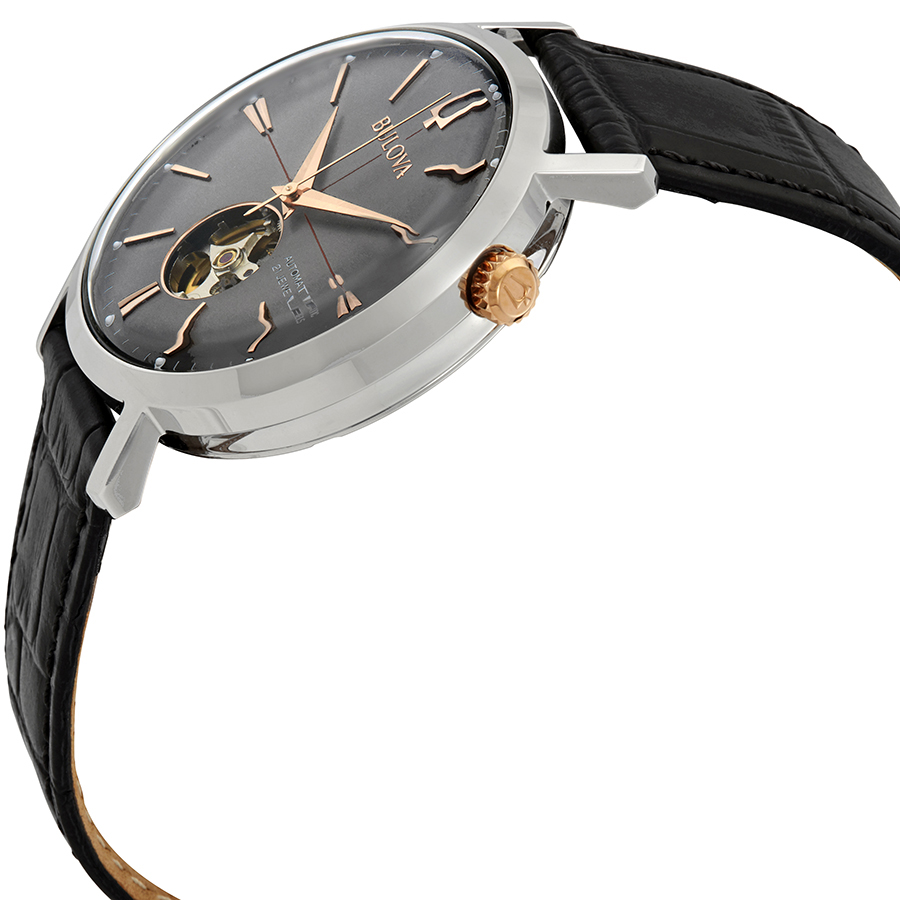 bulova classic automatic grey dial black leather men's watch 98a187 bulova classic automatic grey dial black leather men's watch 98a187