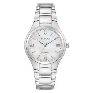 bulova classic automatic white mother of pearl dial ladies watch 96l301