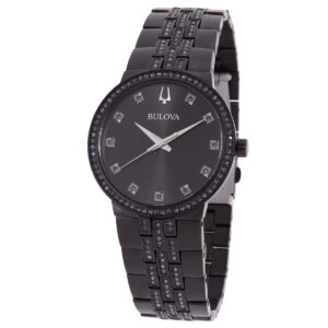 bulova classic box set quartz crystal black dial men's watch and necklace set 98k116