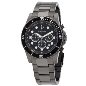 bulova classic chronograph quartz black dial men's watch 98b337