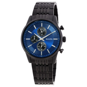 bulova classic chronograph quartz blue dial men's watch 98a300