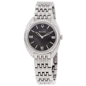 bulova classic quartz black dial ladies watch 96r252