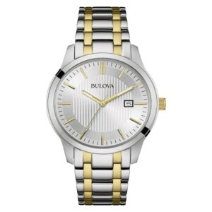 bulova classic quartz silver dial men's watch 98b263