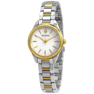 bulova classic quartz silvery white dial ladies watch 98l277
