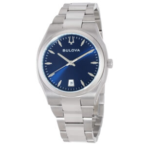 bulova classic surveyor quartz blue dial ladies watch 96m157