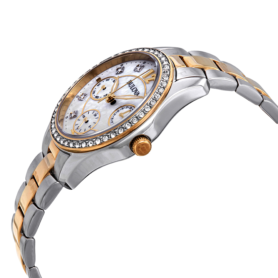 bulova crystal mother of pearl dial two tone ladies watch 98n114 bulova crystal mother of pearl dial two tone ladies watch 98n114